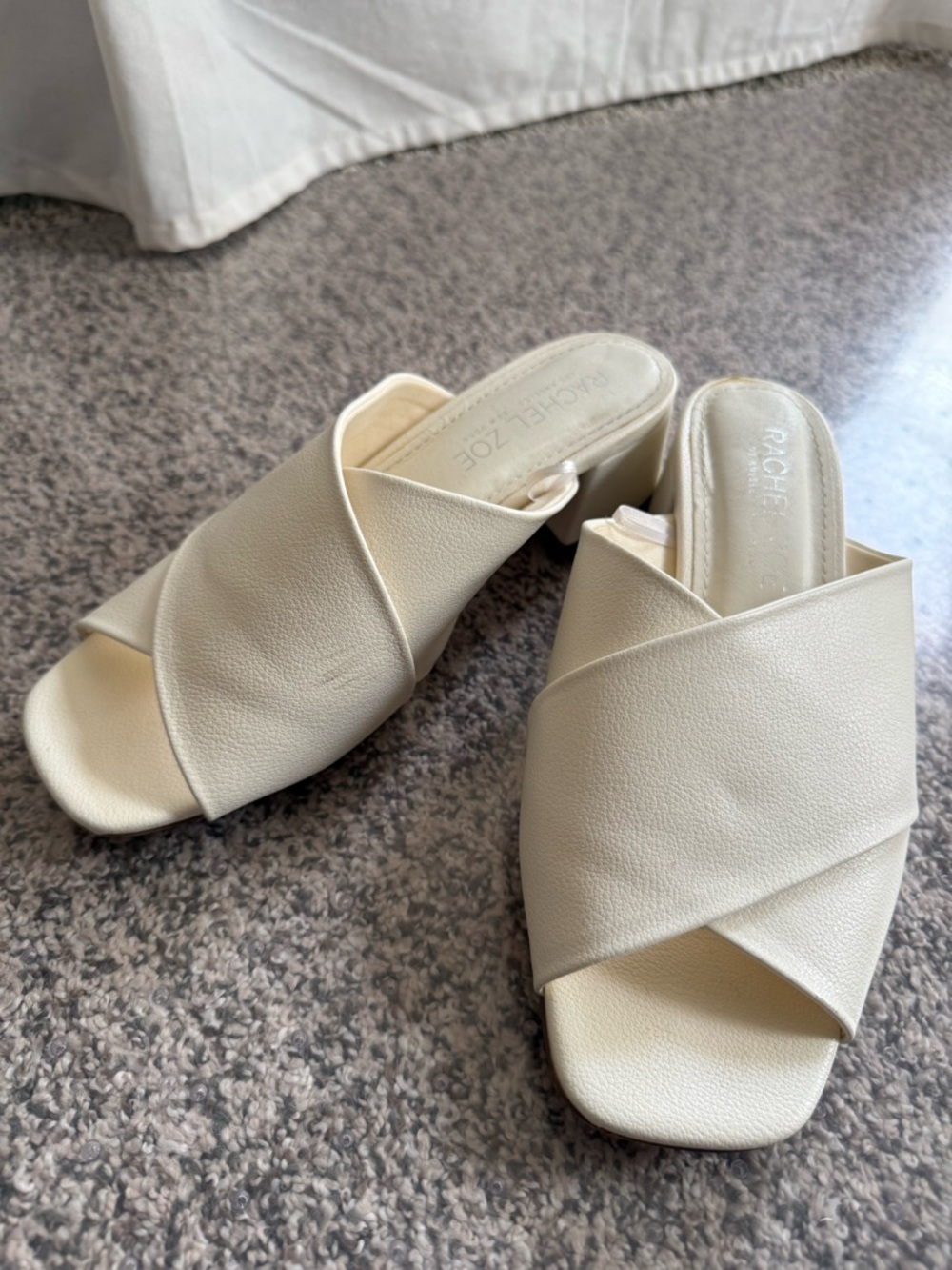 Ivory Crisscross Slide Mules
